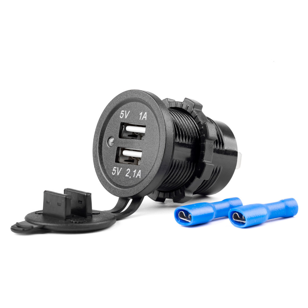 Vattentät laddare med 2x USB-uttag 12V 24V modell-03 amio-02853 Vattentät laddare med 2x USB-uttag 12V 24V modell-03 amio-02853
