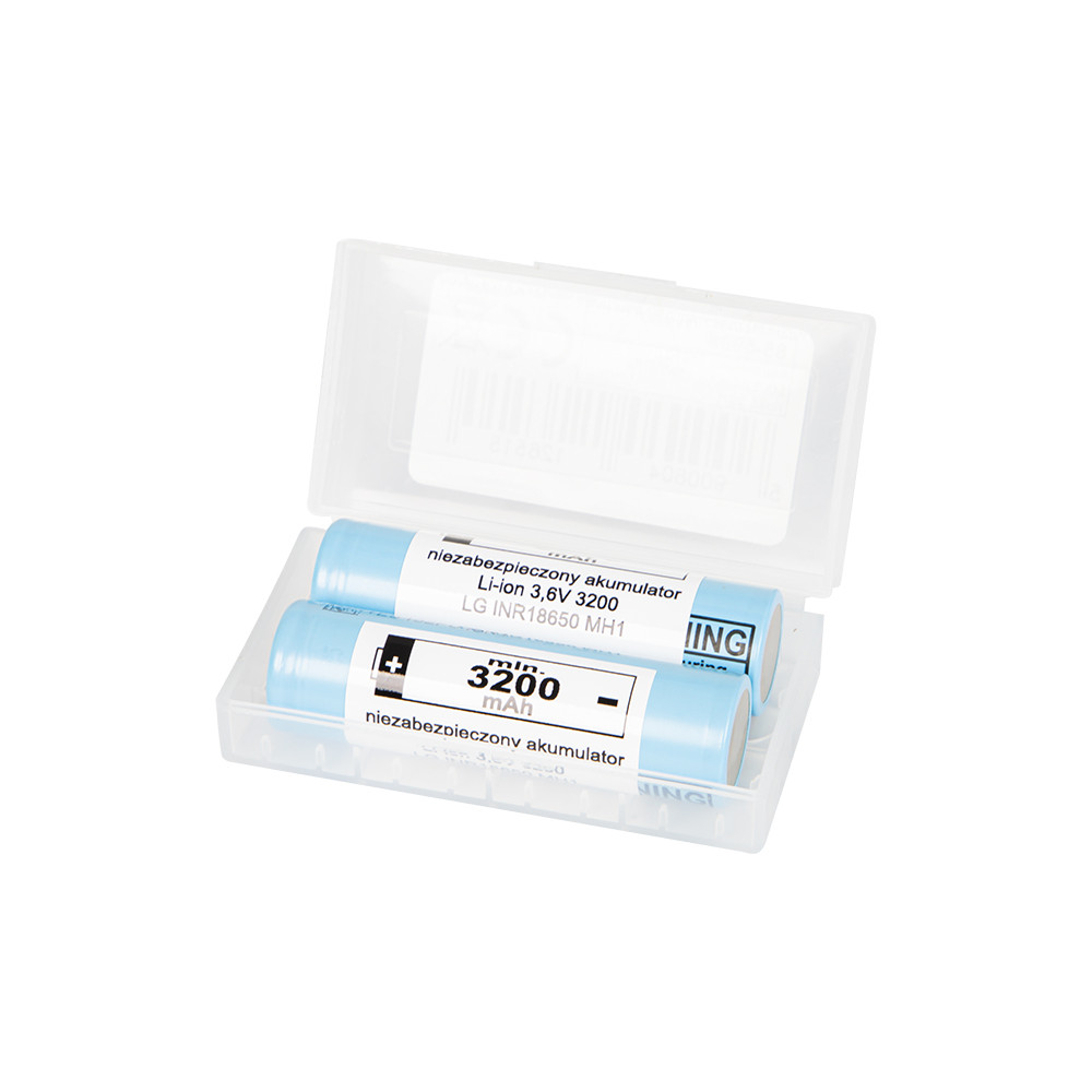 85-599 - Batteri 18650 li-ion lg 3200mah 10a 3,6v + låda 2st