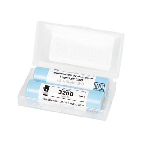 85-599 - Batteri 18650 li-ion lg 3200mah 10a 3,6v + låda 2st