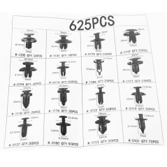 AG741 Set med 625 stycken bilsnäppklämmor