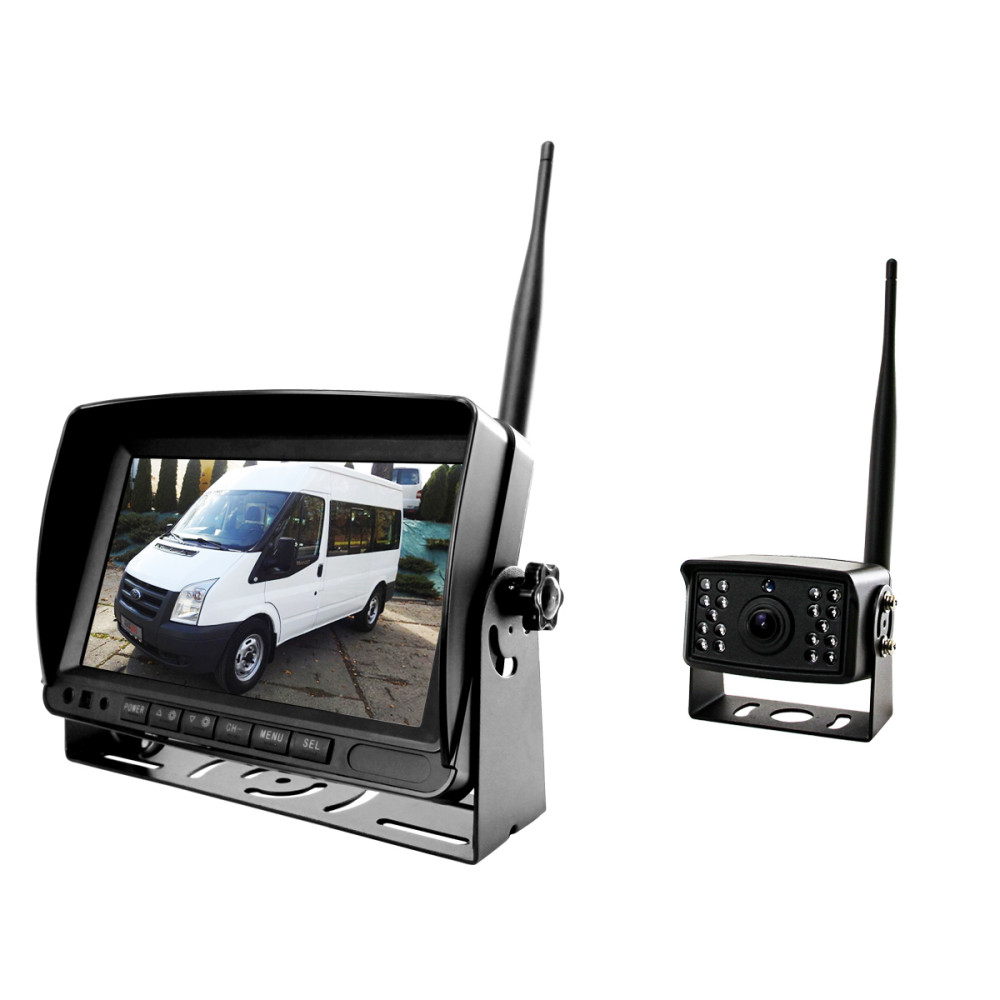 Bilmonitor med en 7-tums LCD-skärm med inspelningsfunktion, AHD-stöd och trådlös kamerastöd för 12V och 24V. Bilmonitor med en 7-tums LCD-skärm med inspelningsfunktion, AHD-stöd och trådlös kamerastöd för 12V och 24V.