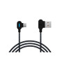 66-157- USB 2.0 till USB-C 1,5m vinklad flätad kabel med LED-ljus svart