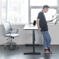 Skrivbord Ergo Office, elektriskt, höjdjusterbart, grått, max höjd 118 cm, 50 kg - med skiva för stående/sittande arbete, ER-434