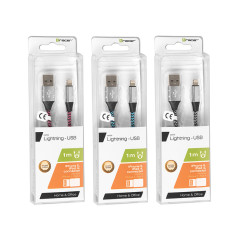 Kabel TRACER USB 2.0 iPhone AM - lightning 1,0m svart-blå