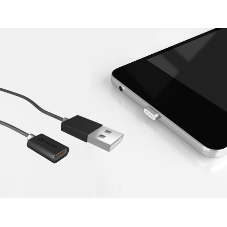 Magnetisk kabel TRACER USB 2.0 iPhone AM - lightning 1,0m svart