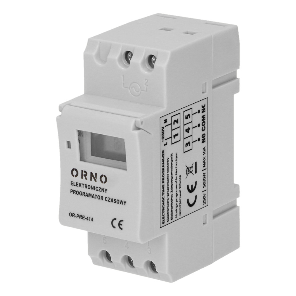 Elektronisk tidsprogrammerare, 16 program, 2 moduler, DIN TH-35mm Elektronisk tidsprogrammerare, 16 program, 2 moduler, DIN TH-35mm