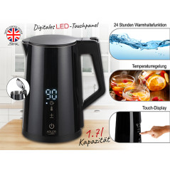 AD 1345 svart metallvattenkokare med justerbar temperatur 1,7 liter strix