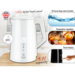 AD 1345 vit Metallvattenkokare med temperaturreglering 1,7l strix