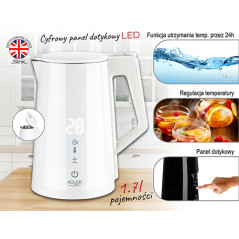 AD 1345 vit Metallvattenkokare med temperaturreglering 1,7l strix