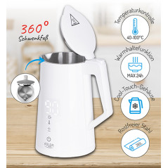 AD 1345 vit Metallvattenkokare med temperaturreglering 1,7l strix