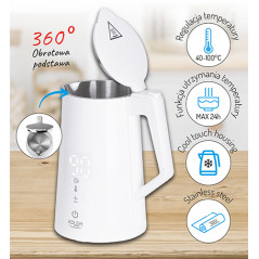 AD 1345 vit Metallvattenkokare med temperaturreglering 1,7l strix