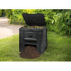 Kompostbehållare med stativ Keter E-composter 470L svart | HandlaSmidigt.se