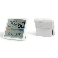 Termometer/fuktighetsmätare med klock- och datumfunktion, GreenBlue, CR2032-batteri, temperaturområde -9,9 °C till +60 °C., GB38