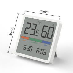Termometer/fuktighetsmätare med klock- och datumfunktion, GreenBlue, CR2032-batteri, temperaturområde -9,9 °C till +60 °C., GB38