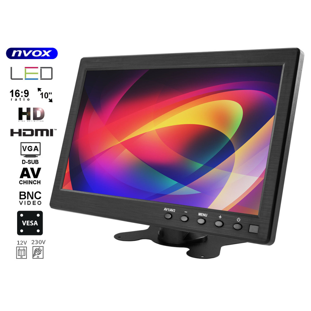 Monitor led 10cali cali hd z hdmi vga usb av 12v