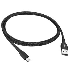 USB lightning-kabel MFi Apple (Made for iPhone / iPod / iPad) Maclean, 2.4A, 1m, svart, MCE845B