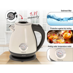 CR 1344 krämig metallvattenkokare med termometer 1,7 liter