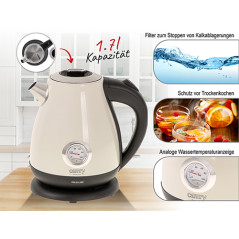 CR 1344 krämig metallvattenkokare med termometer 1,7 liter