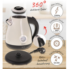 CR 1344 krämig metallvattenkokare med termometer 1,7 liter