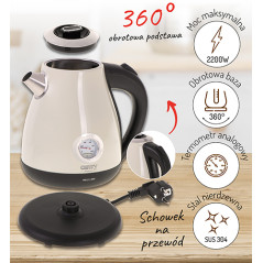 CR 1344 krämig metallvattenkokare med termometer 1,7 liter