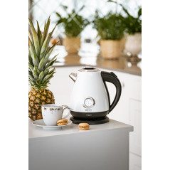 CR 1344 vit Vattenkokare i metall med termometer 1,7l