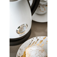 CR 1344 vit Vattenkokare i metall med termometer 1,7l