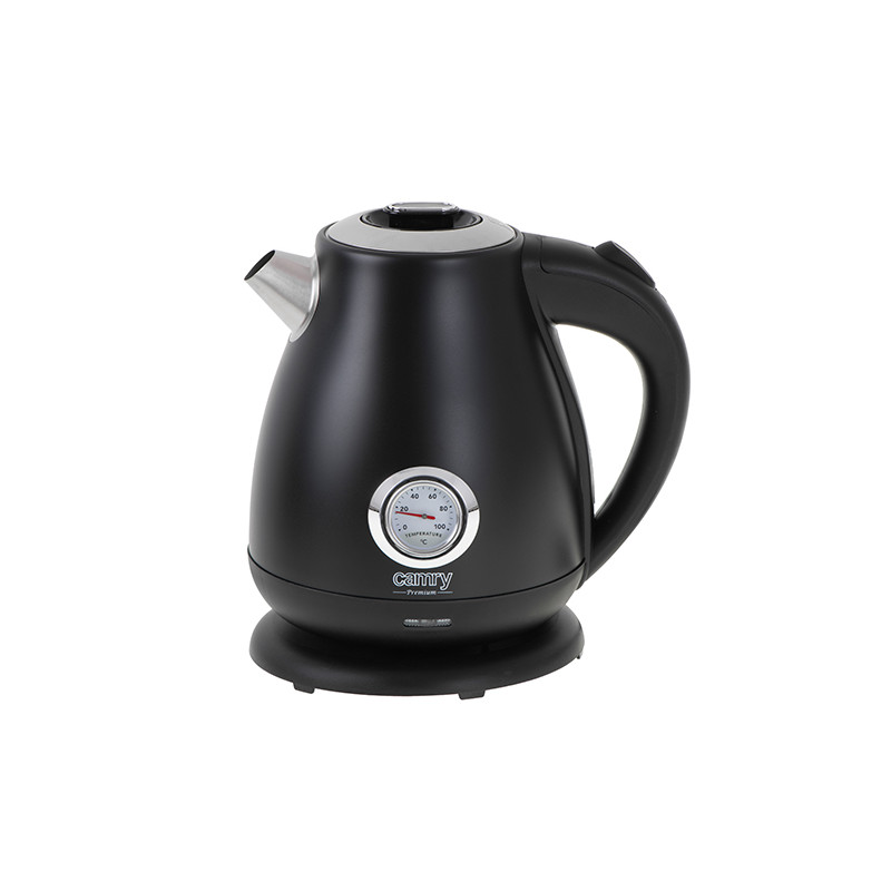 CR 1344 svart metallvattenkokare med termometer 1,7 liter