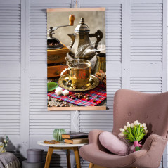 Infravärmepanel - flexibel värmepanel 430W TRIO mönster 5 kaffe, dimensioner 100x57cm med reglerare.