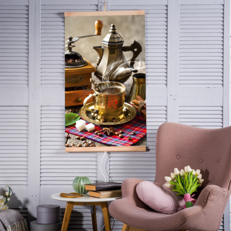 Infravärmepanel - flexibel värmepanel 430W TRIO mönster 5 kaffe, dimensioner 100x57cm med reglerare.