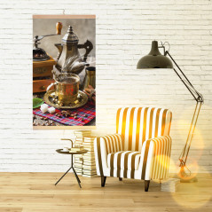 Infravärmepanel - flexibel värmepanel 430W TRIO mönster 5 kaffe, dimensioner 100x57cm med reglerare.