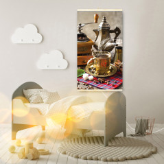 Infravärmepanel - flexibel värmepanel 430W TRIO mönster 5 kaffe, dimensioner 100x57cm med reglerare.