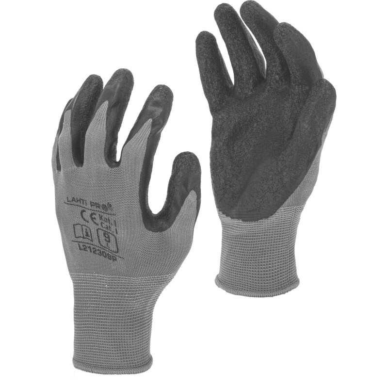 Latexhandskar i grått och svart l212311p, 12 par, '11', ce, Lahti