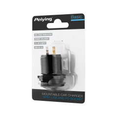 Biladdare för bil med USB+USB typ C med Quick Charge, Power Delivery och spänningsmätare 48W