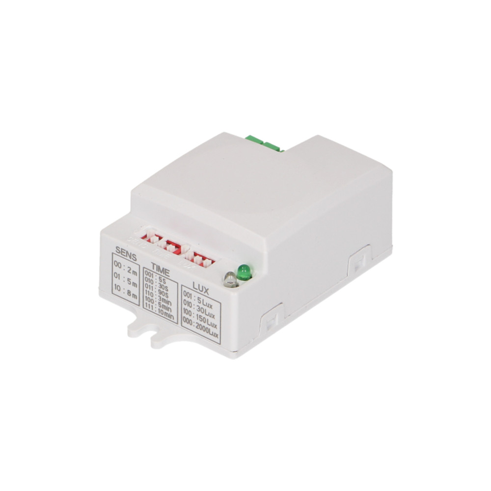Mikrofalowy czujnik ruchu mini , 360/180st. z regulacją zworkową, IP20, 1200W Mikrofalowy czujnik ruchu mini , 360/180st. z regulacją zworkową, IP20, 1200W