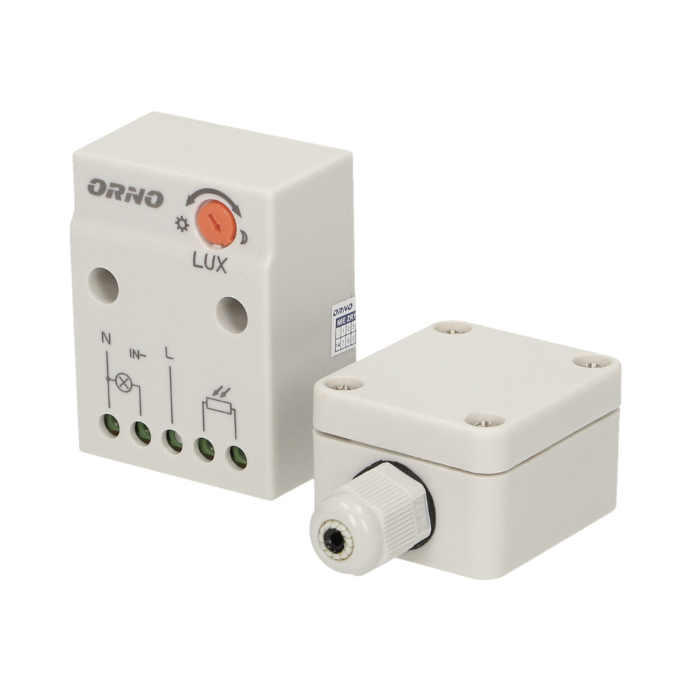 Czujnik zmierzchowy z hermetyczną zewnętrzną sondą w puszce, IP65, 2300W Czujnik zmierzchowy z hermetyczną zewnętrzną sondą w puszce, IP65, 2300W