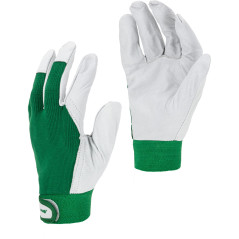 Handskar av getskinn. grön. l273108p, kort, '8', ce, lahti