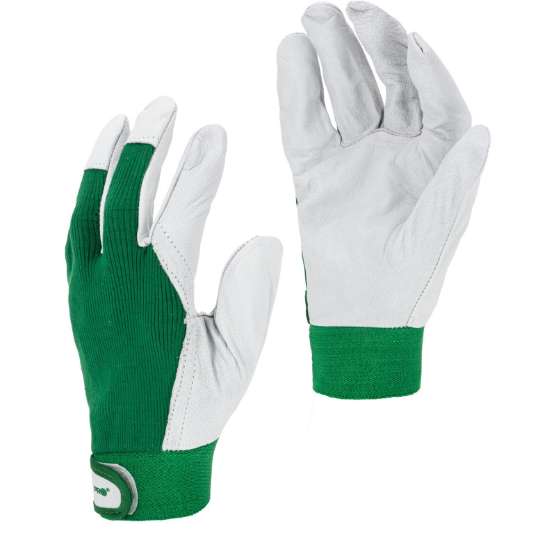 Handskar av getskinn. grön. l273109p, kort, '9', CE, Lahti