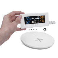 Trådlös väderstation med trådlös/induktiv laddare från GreenBlue, klocka, alarm, kalender, extern sensor, GB213.