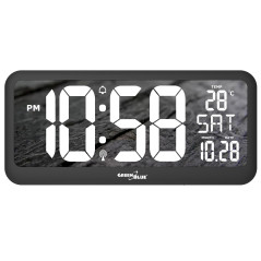 Väggklocka LED mycket stor GreenBlue, temperatur, datum, GB214