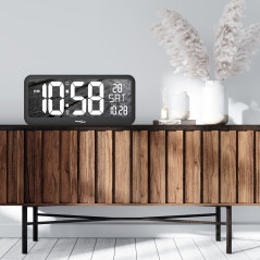 Väggklocka LED mycket stor GreenBlue, temperatur, datum, GB214