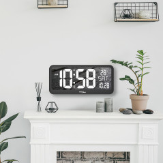 Väggklocka LED mycket stor GreenBlue, temperatur, datum, GB214