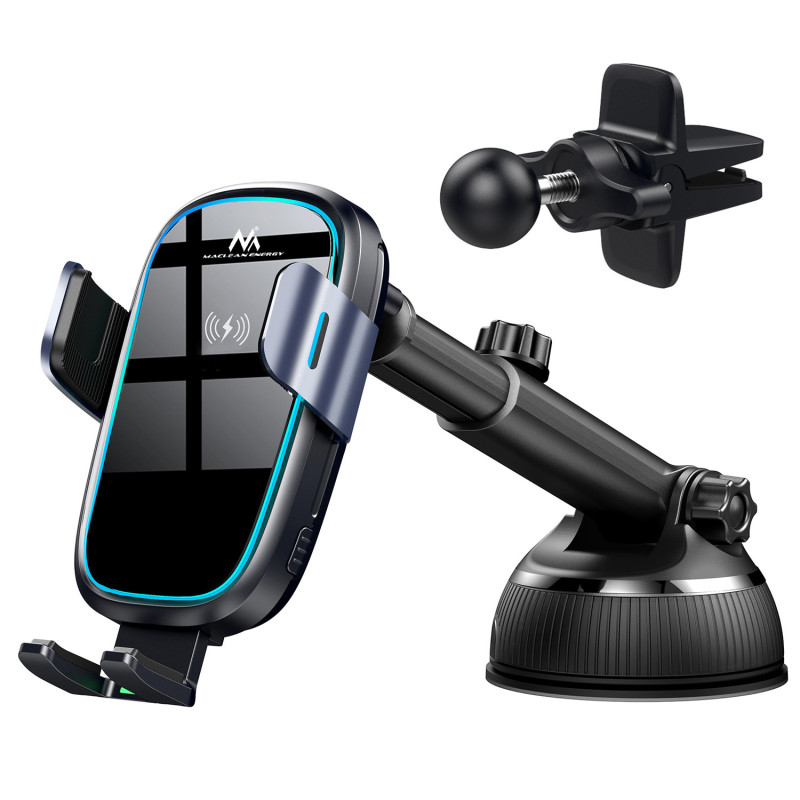 Trådlös/induktiv laddare Qi från Maclean, bilhållare, 5W/7.5W/10W/15W, automatisk, passar till telefoner 4.7-6.7'.