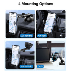 Trådlös/induktiv laddare Qi från Maclean, bilhållare, 5W/7.5W/10W/15W, automatisk, passar till telefoner 4.7-6.7'.