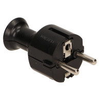 Kontakt med jordad stickpropp 2P+Z Schuko, svart