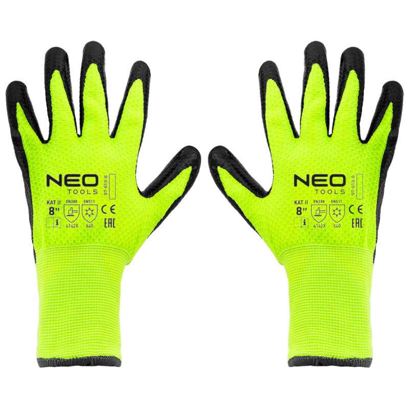 Arbetshandskar fodrade, nylon belagd med latex, 4142X, storlek 8