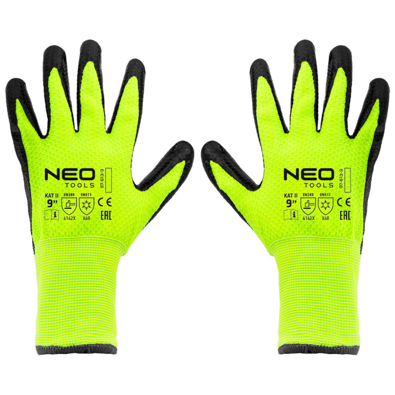 Arbetshandskar fodrade, nylon belagd med latex, 4142X, storlek 9