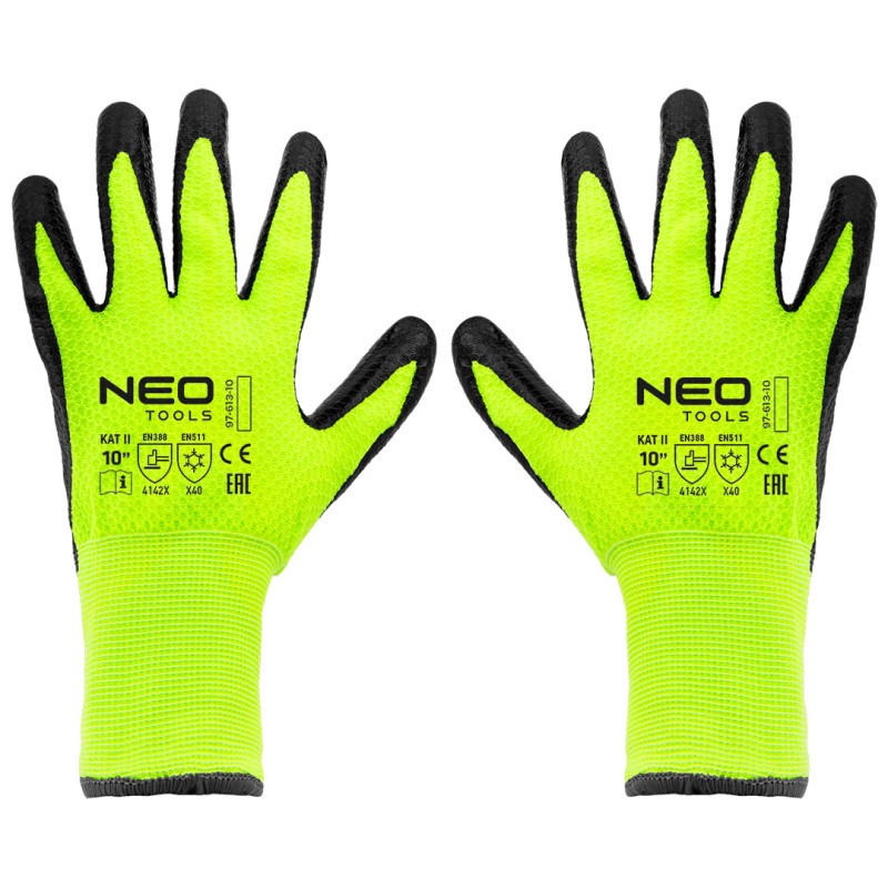 Arbetshandskar fodrade, nylon belagd med latex, 4142X, storlek 10