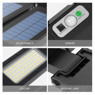 Solarna lampa uliczna LED z czujnikiem ruchu i pilotem Maclean IP54, 5W, 2x450lm, 6500K, Li-ion 2400 mAh, 3 tryby pracy MCE447