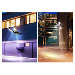 Solcellsgatubelysning med LED-lampa med rörelsesensor och fjärrkontroll Maclean IP54, 5W, 2x450lm, 6500K, Li-ion 2400 mAh, 3 läg