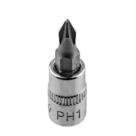 Końcówka wkrętakowa PH1 na nasadce 1/4', krótka, 37 mm